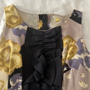 Leifsdotter Ruffle Front Sleeveless Silk Blend Floral Mini Dress